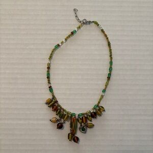Elegant Green and Brown Beaded Necklace